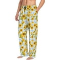 thumbnail image 6 of Salouo Blue White Plaid Sunflower Print Pajama Pants for Men, Lounge Pants Elastic Waistband Casual Men's sleepwear Loungewear Sleep Pajama Pant -Large, 6 of 7