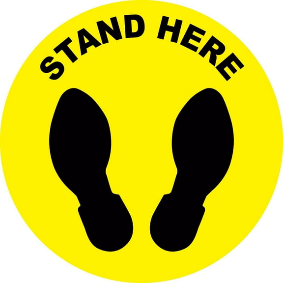 DuraStripe DSV-SIGN 64-SD-N Stand Here Sign, 8'' Round, Vinyl Adhesive