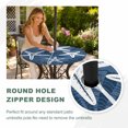 thumbnail image 4 of Round Outdoor Tablecloth with Umbrella Hole and Zipper, Navy Blue Starfish Tablecloth with Elastic Waterproof, Coral Shell Ocean Vintage Coastal Patio Table Covers for 55" - 60" Picnic Pool Tables, 4 of 9