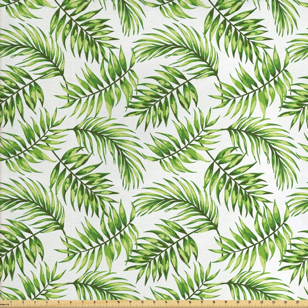 Palm Leaf Fabric by The Yard, Exotic Pattern with Tropical Leaves in