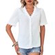 thumbnail image 1 of Top de verano para mujer, manga corta, blanco, con un solo pecho, cuello en V, encaje de ganchillo para mujer, blanco XXL, 1 of 6