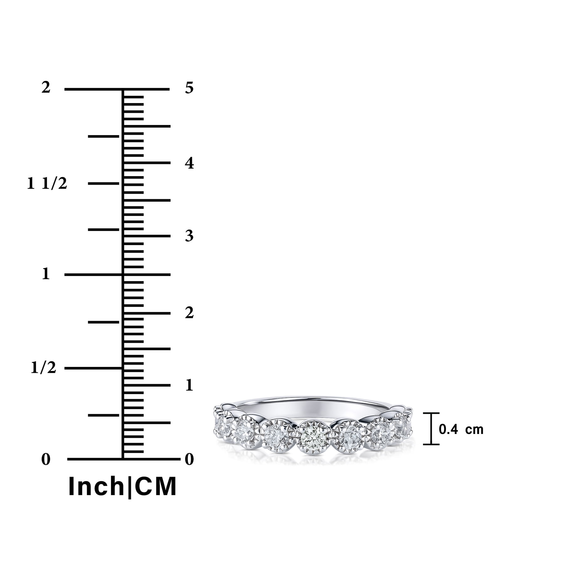 JeenMata Lab Grown Diamond Round Prong Set Vintage Anniversary Ring in 18K White Gold Plated for Women