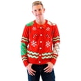 thumbnail image 1 of Candy Canes and Snowflakes Red Button Up Ugly Christmas Sweater with Bowtie, 1 of 3