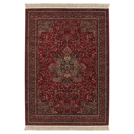 Couristan Kashimar All Over Center Medallion Rug A thoroughly ornate  Persian-inspired design in traditional antique red makes the Couristan Kashimar All Over Center Medallion Rug a visually striking way to decorate your room. This area rug was power-loomed of semi-worsted New Zealand wool and features a locked-in weave  crystal-point finish for a sumptuous feel  elegantly knotted fringe trim  and comes in a variety of popular size options.