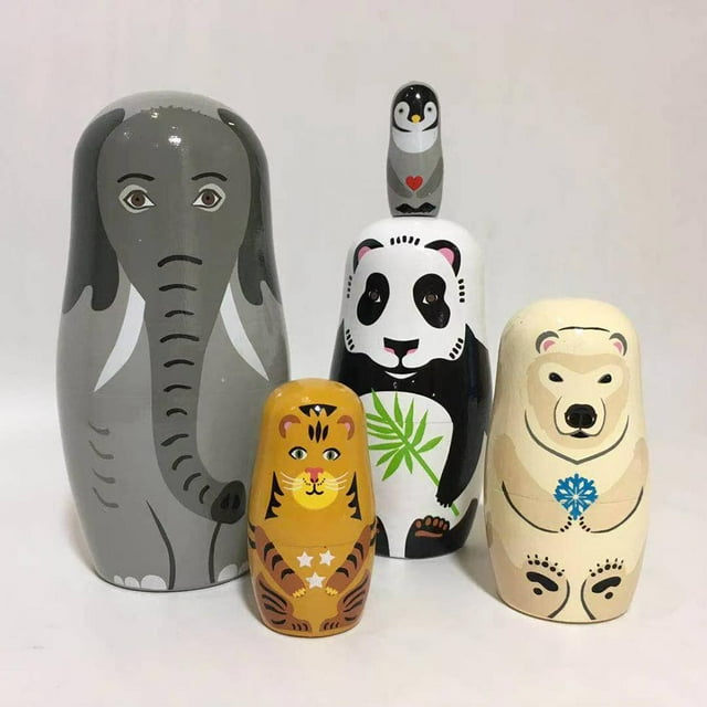 Animal Nesting Dolls Wooden Animal Nesting Dolls 5 Layer Russian Nesting Dolls Gift For Kids Adults