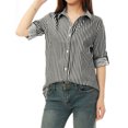 thumbnail image 1 of CamiDe Mujer Con Cuello De SolaY Mangas Largas Enrolladas Con Botones Negro XL, 1 of 5