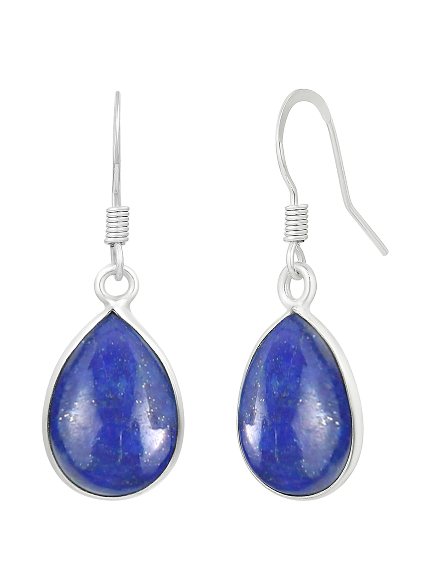 925 Silver Overlay Lapis Lazuli & Other Gemstones Variation Earrings 