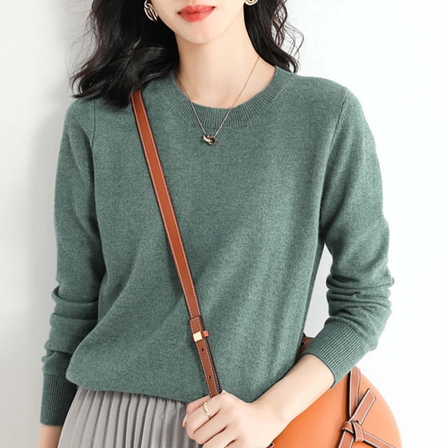 Hamky Chandails pour Femmes Chandails Légers Chandails pour Femmes Manches Longues Col Rond Léger Doux Tricoté Chandail Tricoté Blouse Automne Chandails Hauts Tricotés Bleu m