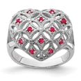 thumbnail image 1 of 925 Sterling Silver Rhodium-plated Ruby Heart Ring, 1 of 2