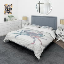 Designart 'Pink Crab Ocean Life' Coastal Duvet Cover Set