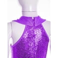 thumbnail image 5 of iiniim Girls Sequins Full Body Tank Unitard Catsuit Zipper Hippie Disco Dance Gymnastics Jumpsuit Playsuit Dancewear Size 6-14 Purple 8, 5 of 7