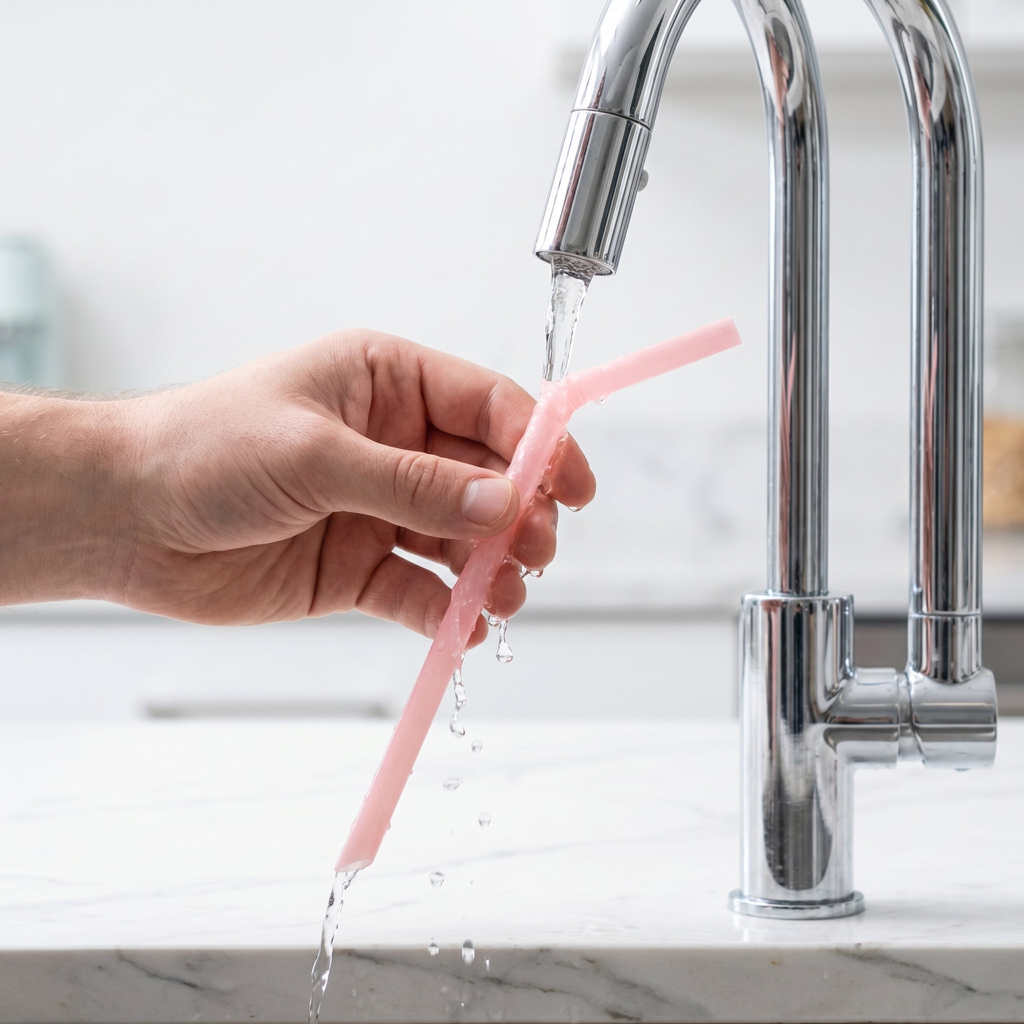 Unique Bargains 8Pcs Reusable Silicone Dishwasher Safe Long Drinking Straws Pink B