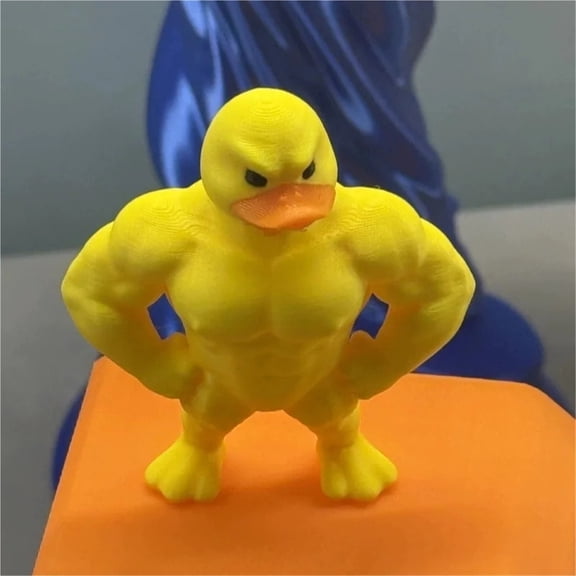 1pc 3D Printed Strong Muscular Duck Statue, Durable Plastic, Home Living Room Office Desktop Ornaments Animal Lovers Gift