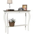 thumbnail image 6 of Narrow Farmhouse Console Table with Drawer, Chic Accent Sofa Entryway Table with Shelves for Entryway, Living Room, Hallway, Antique White & Brown, 6 of 6