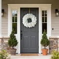 thumbnail image 2 of Artificial Hydrangea Wreath for Front Door, 22" Spring Summer White Flower Wreath, Fuax Hydrangeas Leaves for Home Mantel Wall Farmhouse Decor, 2 of 9