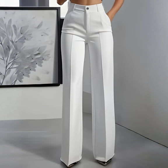 Elegant Women's High-Waist Dress Pants - Professional Straight-Fit Trousers - Wrinkle-Resistant Office Wear - Versatile Smart-Casual Wardrobe Essential 2026
