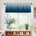 thumbnail image 5 of 3 Piece Kitchen Curtains and Valances Set Navy Blue Ombre Cafe Curtains 24 Inch Length Contemporary Gradient Abstract Art Valance & Tier Curtain for Living Room Bedroom Small Window 54"x18"+27"x24"*2, 5 of 6
