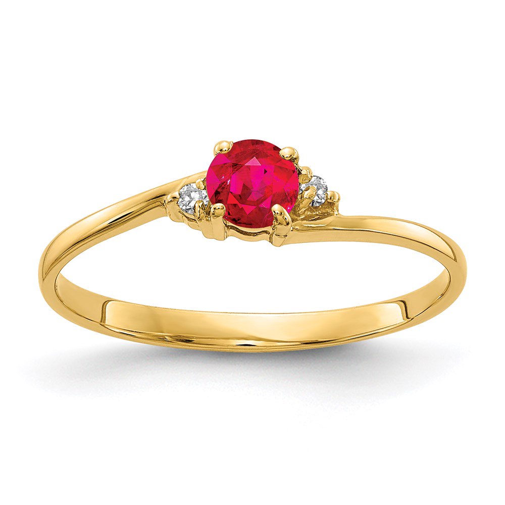 Diamond2Deal 14k Yellow Gold 4mm Ruby AA Diamond Ring for Women Size-6