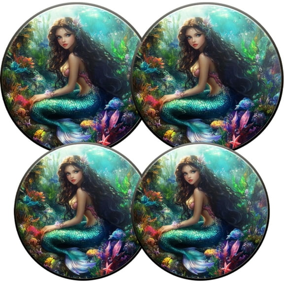 Electric Stove Burner Covers,4 Pcs Round Gas Burner Cover,8 and 10 Inch,beautiful mermaid with long hair and tail
