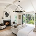 thumbnail image 2 of Magic Home 16-Light Big Wagon Wheel Chandelier,Modern Farmhouse Large Light Fixtures Large Round Chandelier,Round Kitchen Island Light,black frame + electroplated imitation copper lamp holder, 2 of 10