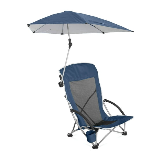 Sport-Brella Chaise de Plage avec Parapluie Réglable UPF 50+, Bleu Nuit