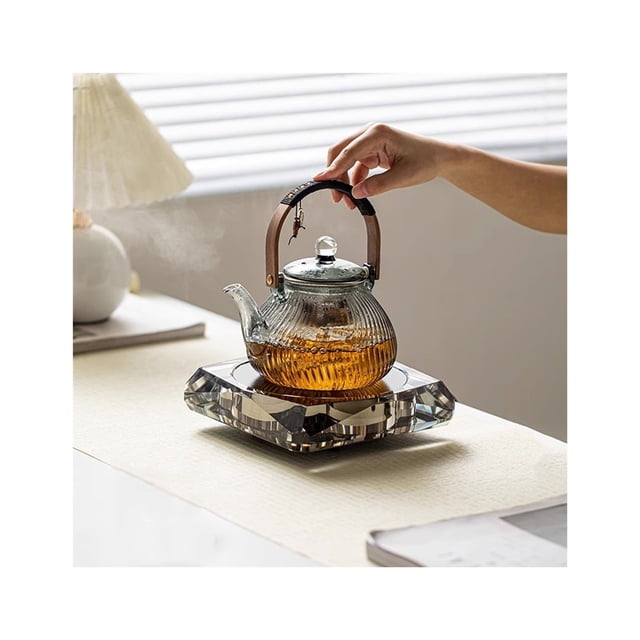 Crystal Glass Tea Maker High-end Electric Ceramic Stove Household Tea Maker Heat-resistant Lifting Beam Teapot Steaming and Boiling Teapot Set