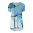 thumbnail image 3 of DYMADE Women's Short Sleeve V Neck Printed Flowy Tunics Top, 3 of 4