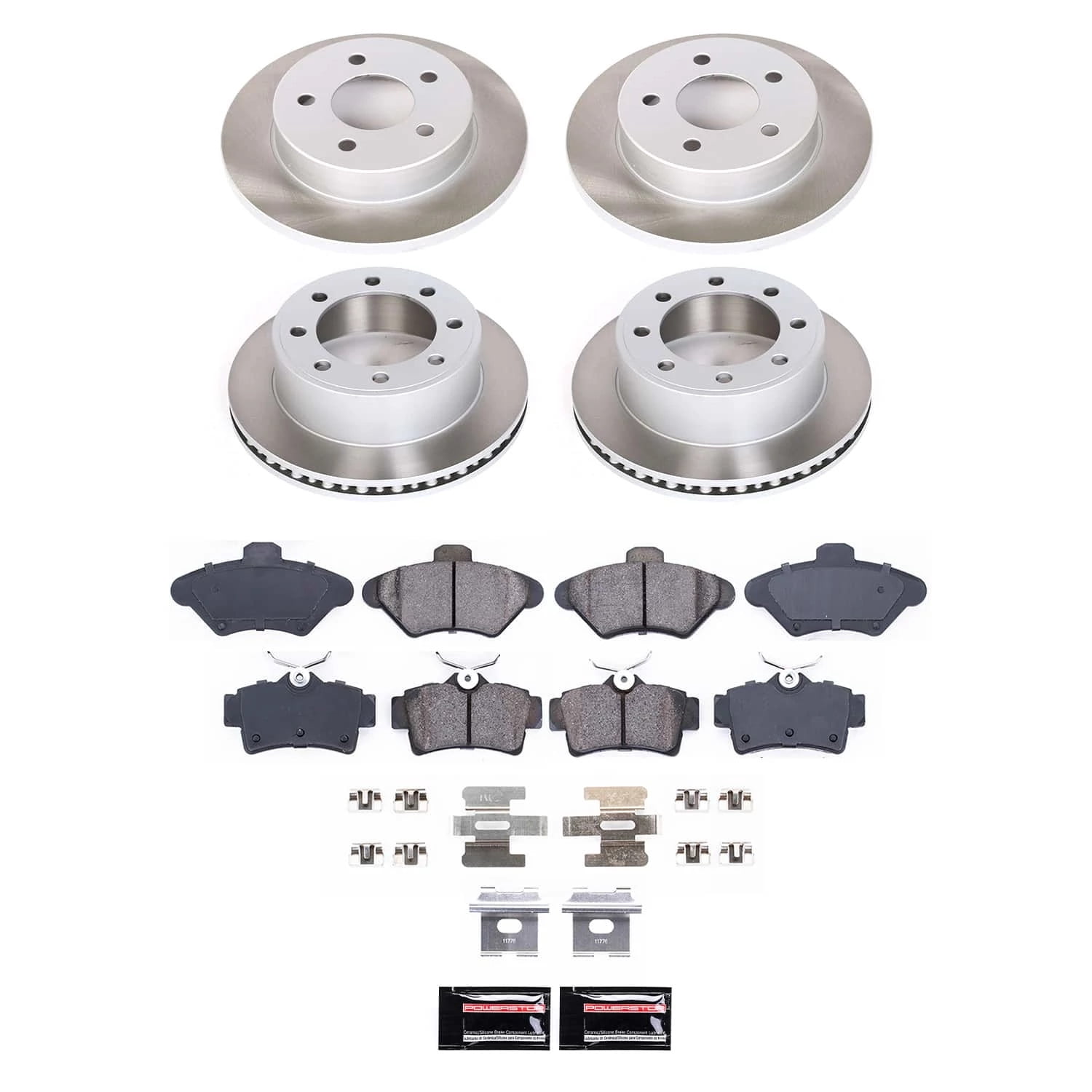 PowerStop Front and Rear Semi-Coated Rotor and Low-Dust Ceramic Brake Pad Kit SC1300