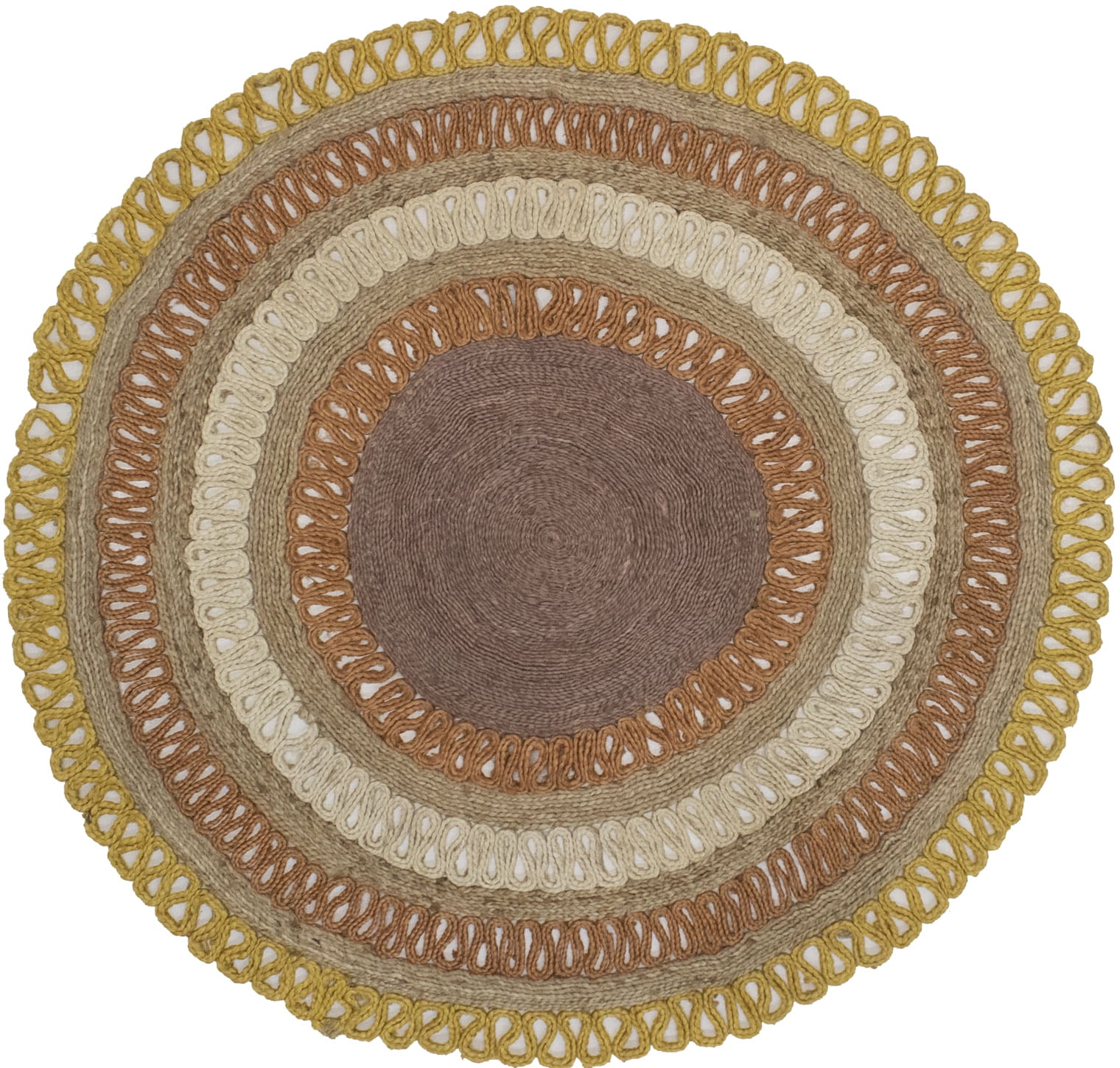 Multicolored Jute 6X6 Oriental Round & Oval Rug Carpet