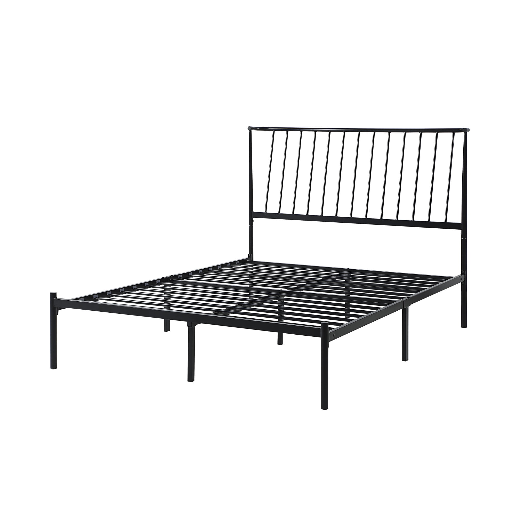 Weston Home Belisse Metal Platform Full Bed with Curved Metal Headboard, Black