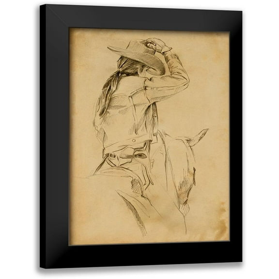 Parker, Jennifer Paxton 12x14 Black Modern Framed Museum Art Print Titled - Cowgirl on Horseback II