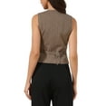 thumbnail image 3 of INSPIRE CHIC Women's Vest V Neck Sleeveless Button Down Striped Trendy Waistcoat Casual Outfits XS Coffee, 3 of 6
