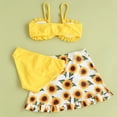 thumbnail image 4 of Hienoo Girls 3-Piece Swimsuit Bikini Set with Sunflower Print Cover Up Skirt, Sizes 7-14, 4 of 7