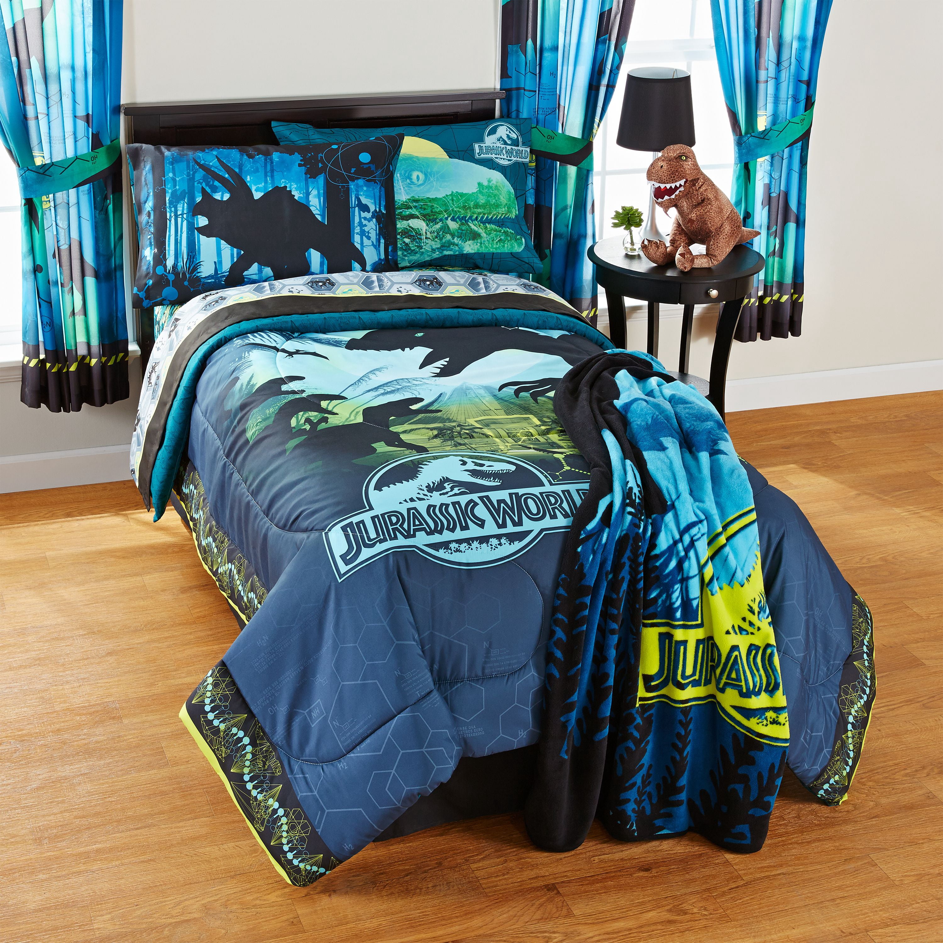Universal Jurassic World "Mesozoic Era" Boys Bedroom Curtain Set