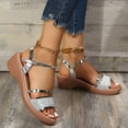 thumbnail image 6 of Anuirheih Women's Open Toe Ankle Strap Low Wedge Sandals Comfortable Heeled Sandals, 6 of 9