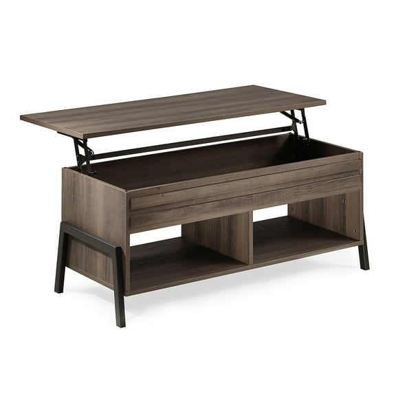 Wampat Mid-Century Modern Wood Rectangle 42" Lift Top Coffee Table, Brown