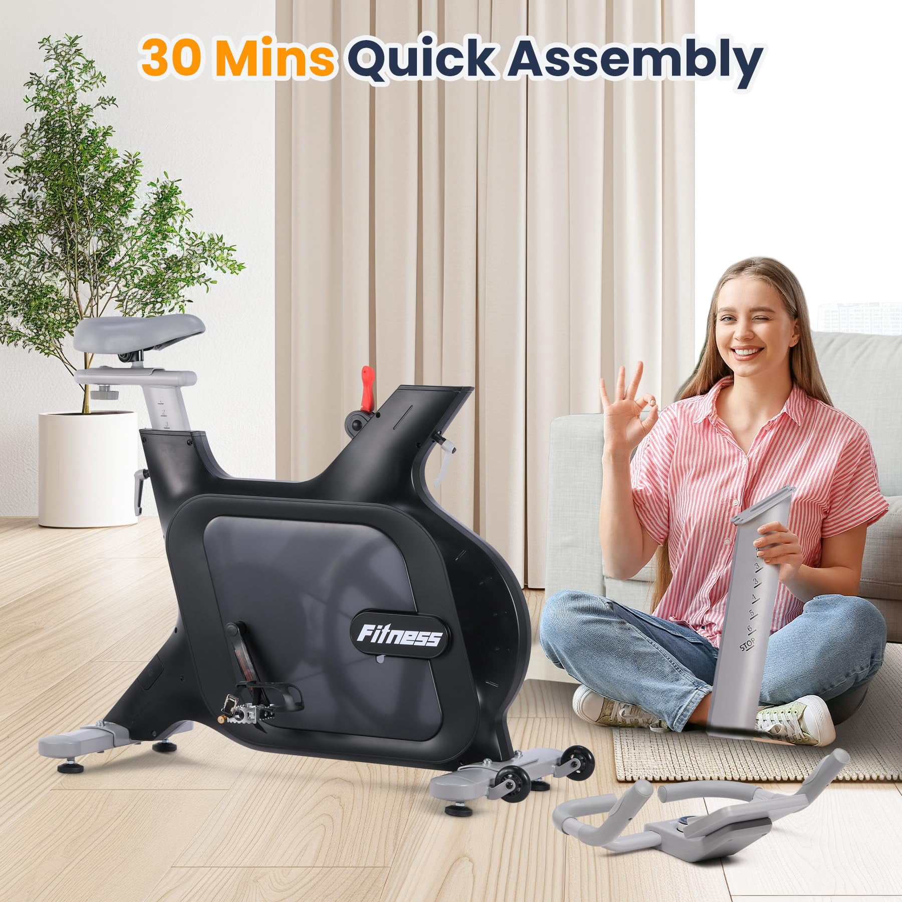 TROPOW Exercise Bikes for Home Use,with 32-Level Quiet Magnetic Resistance, Magnetic Stationary Bike with LED Display for 7 Types of Data,Including Pulse, Calories,and Distance Etc,Black