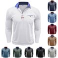 thumbnail image 4 of Akiihool Mens Winter Polo Shirts Long Sleeve Polos for Men Slim Fit Men's Regular Fit Polo Shirt (Khaki,XXXL), 4 of 9