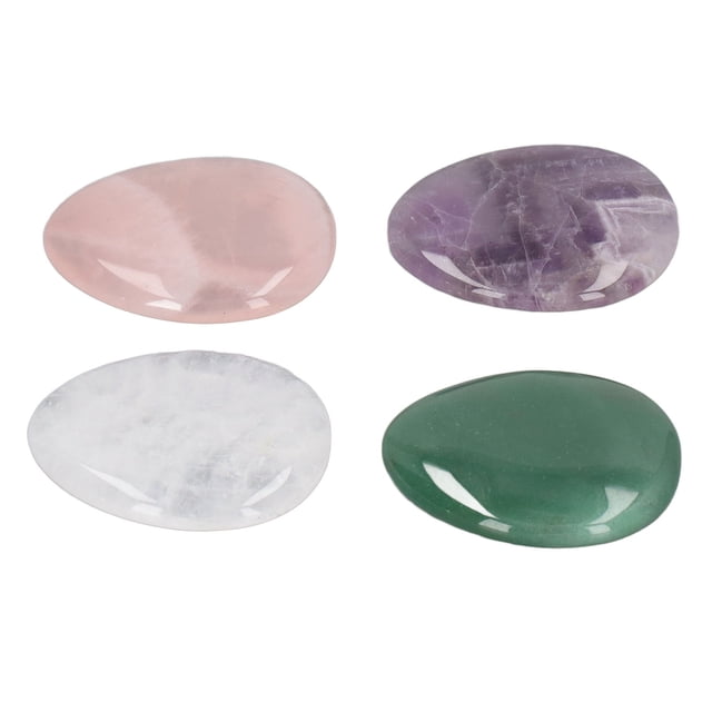 4 Uds piedras de preocupación rosa púrpura verde blanco Material Natural alivio de la ansiedad piedras para el pulgar para masaje de ansiedad por presión