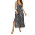 thumbnail image 3 of Musuos Women Leopard Printed Slip Dress, Sleeveless Backless Deep V-neck A-line Long Dress, 3 of 10