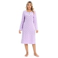 thumbnail image 3 of Valcatch Women's Pajamas Long Sleeve Soft Nightdress Polka Dot Printed Home Wear(Purple, S), 3 of 7