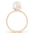 thumbnail image 2 of Angara Japanese Akoya Cultured Pearl Ring with Spiral Metal Loop in 14K Rose Gold for Women | June Birthstone Jewelry for Her, 2 of 7