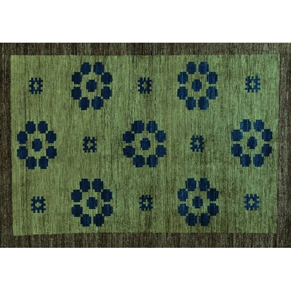 Ahgly Company Indoor Rectangle Abstract Turquoise Blue Modern Area Rugs, 5' x 8'