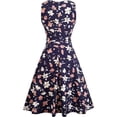 thumbnail image 4 of Vestido de cóctel vintage floral hasta la rodilla con cuello redondo para mujer, 4 of 4