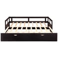 thumbnail image 3 of Espresso Twin Wooden Daybed with Trundle Bed and Two Storage Drawers , Extendable Bed Daybed,Sofa Bed for Bedroom Living Room, 3 of 7