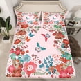 thumbnail image 2 of jejeloiu Bohemian Boho Butterflies Queen Sheet Sets,Cute Cartoon Flowers Flat Sheet,Pink Floral Blossom Queen Fitted Sheet For Adult,Breathable Home Decor,4-Piece, 2 of 7