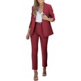 thumbnail image 4 of GILIGEGE Two Piece Sets for Women Trouser Suit Women's Elegant 2 Piece Suit Set Two Piece Plain Long Sleeve Suit Elastic Waist Trousers Festive Trouser Suits Slim Fit Sporty Leisure Suit Stre Wine L, 4 of 9