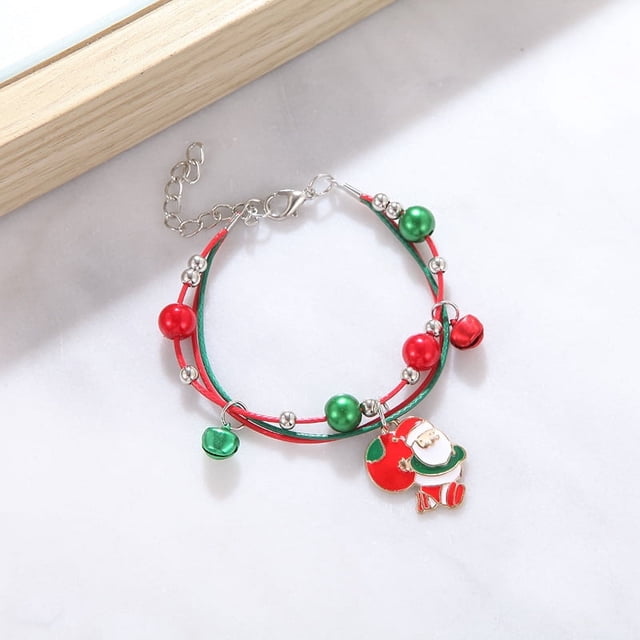 Pulsera de campana de alce navideño europeo y americano con dibujos animados que gotean aceite ajustable pulsera de caramelos de Papá Noel cadena femenina