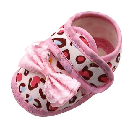 

Girls Printed Leopard Prewalker Sandals Sole Bow Shoes Soft Baby Shoes
