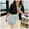 thumbnail image 3 of Quilted Tote Bag Nylon Lightweight Padding | Large Shoulder Handbag with Polyester Lining | Puff Down Cotton | Zipper Closure | Lattice Design | 12.6x11.81x2.76in | Black | 1 Pack, 3 of 3